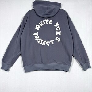 White Fox Hoodie Womens Medium Large Project‎ 5 Pullover Graphic Sweatshirt Grey